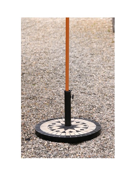 Base de Parasol de Gres y Inox con Detalles en Azulejos