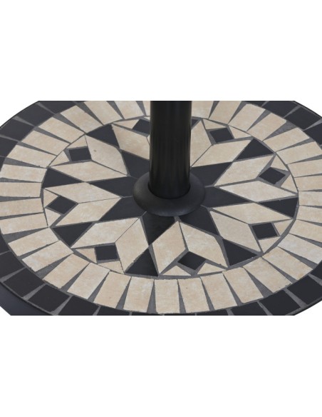 Base de Parasol de Gres y Inox con Detalles en Azulejos