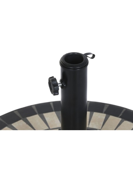 Base de Parasol de Gres y Inox con Detalles en Azulejos