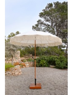 Parasol de Poliéster y Acero con Flecos en Beige 2