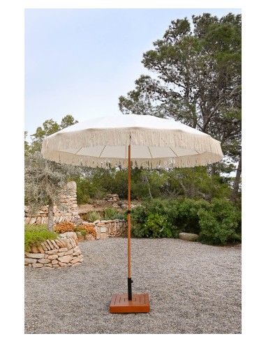 Parasol de Poliéster y Acero con Flecos en Beige
