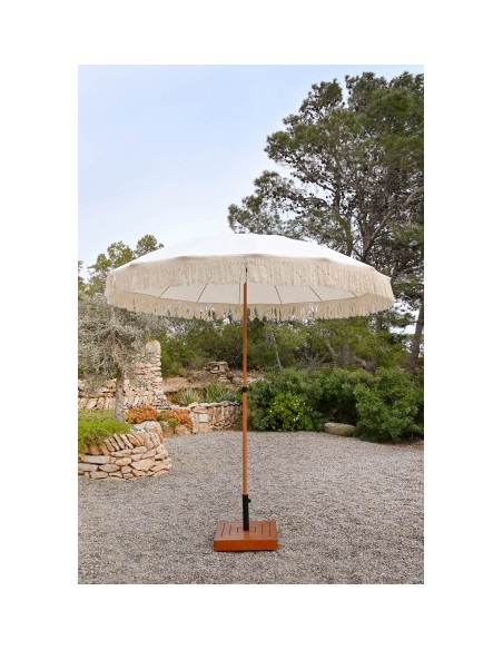 Parasol de Poliéster y Acero con Flecos en Beige