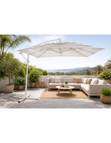 Parasol de Acero y Poliéster Blanco