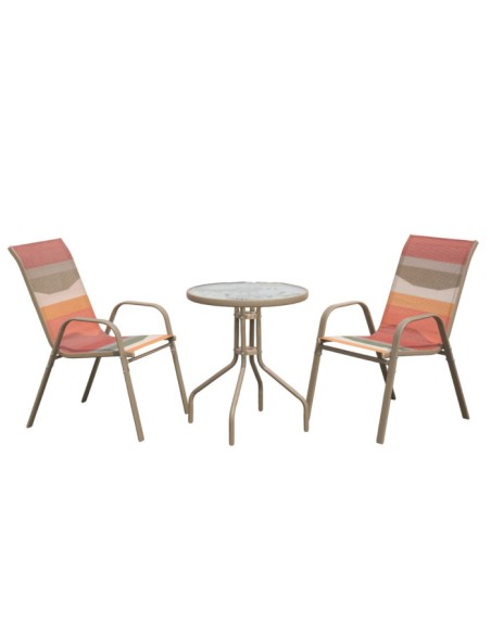 Mesa Ser 3 Sillas de Acero Poliéster