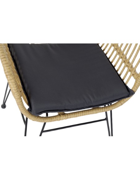 Mesa Set 3 Sillas de Ratán Sintético y Metal