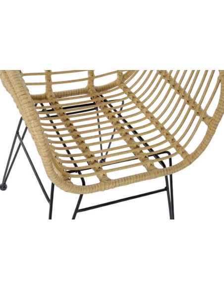 Mesa Set 3 Sillas de Ratán Sintético y Metal