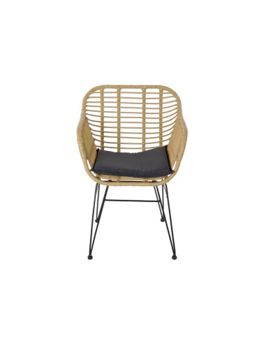 Mesa Set 3 Sillas de Ratán Sintético y Metal