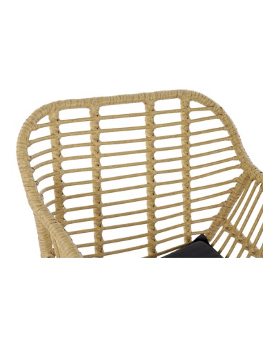 Mesa Set 3 Sillas de Ratán Sintético y Metal