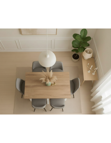 Mesa rectangular tapa roble