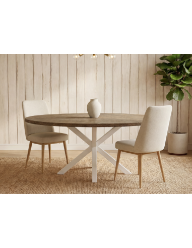 Mesa de melamina ovalada patas de metal