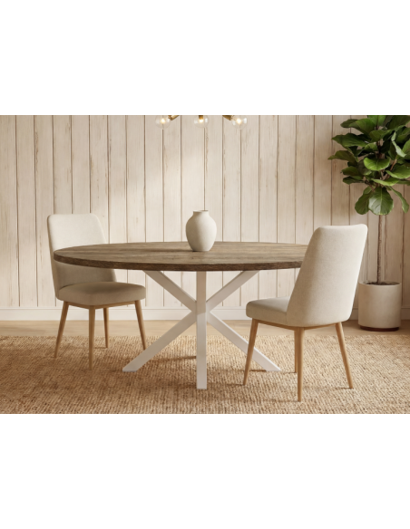 Mesa de melamina ovalada patas de metal