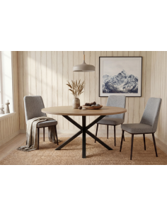 Mesa de melamina ovalada patas de metal