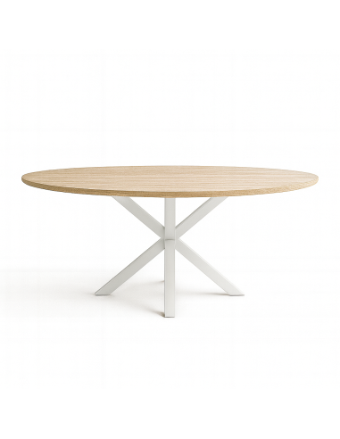 Mesa de melamina ovalada patas de metal