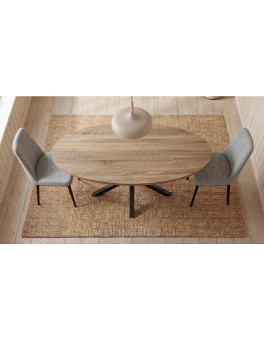 Mesa de melamina ovalada patas de metal