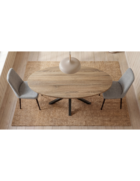 Mesa de melamina ovalada patas de metal