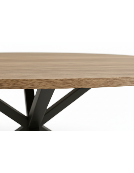 Mesa de melamina ovalada patas de metal