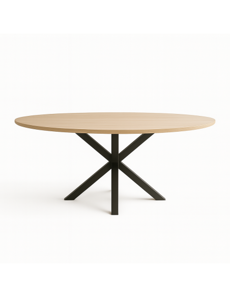 Mesa de melamina ovalada patas de metal