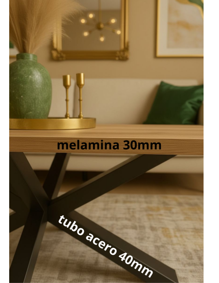 Mesa de centro melamina patas de metal