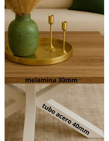 Mesa de centro melamina patas de metal