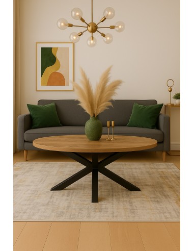 Mesa de centro ovalada patas de metal