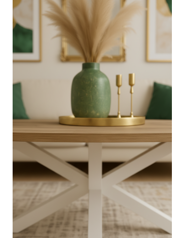 Mesa de centro ovalada patas de metal