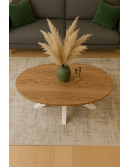 Mesa de centro ovalada patas de metal