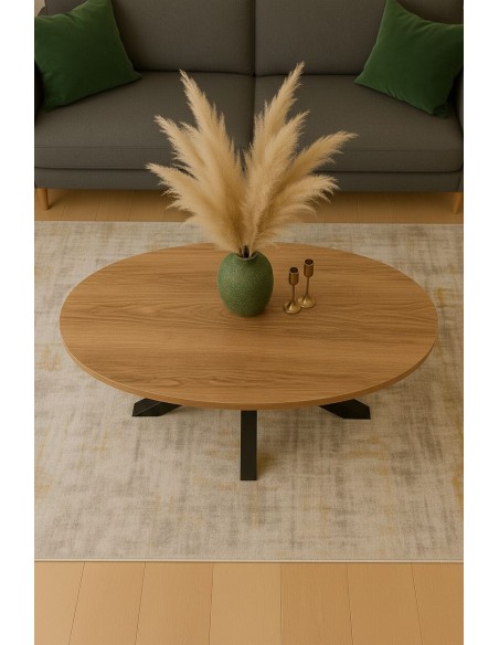 Mesa de centro ovalada patas de metal