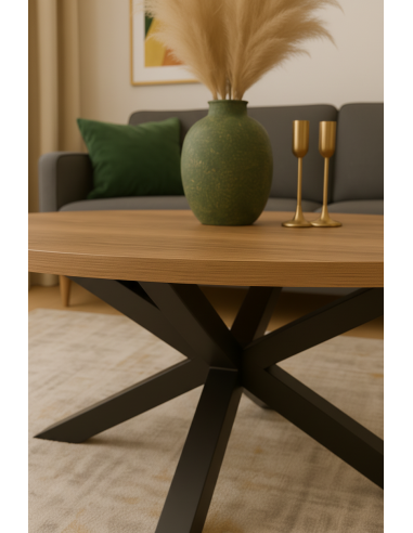 Mesa de centro ovalada patas de metal