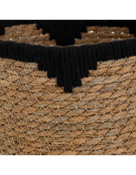 Macetero de Fibra Natural y Algodón Negro