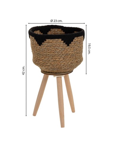 Macetero de Fibra Natural y Algodón Negro
