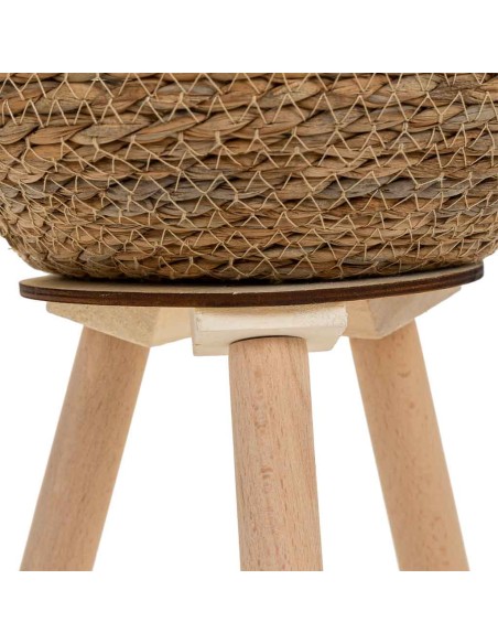 Macetero de Fibra Natural y Algodón Negro