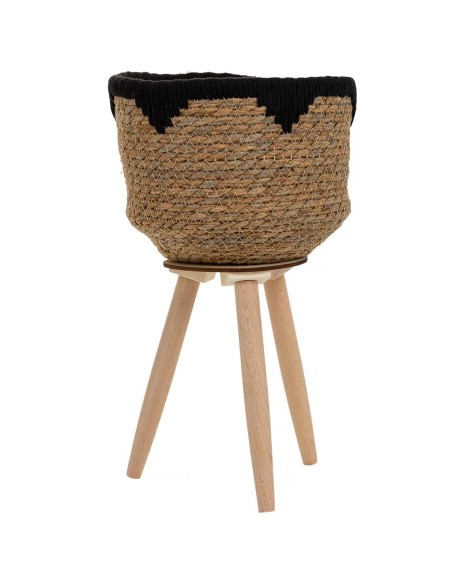 Macetero de Fibra Natural y Algodón Negro