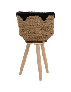 Macetero de Fibra Natural y Algodón Negro