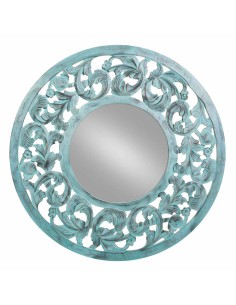 Espejo Ovalado de Madera Azul