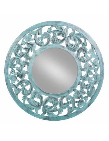 Espejo Ovalado de Madera Azul