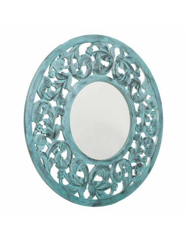 Espejo Ovalado de Madera Azul