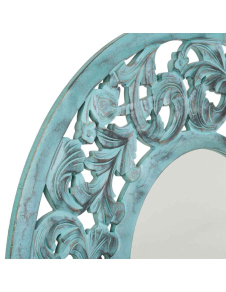 Espejo Ovalado de Madera Azul