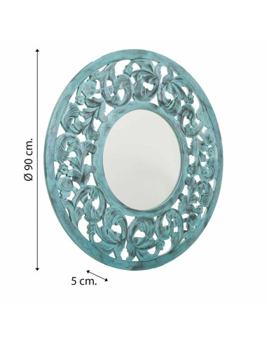 Espejo Ovalado de Madera Azul