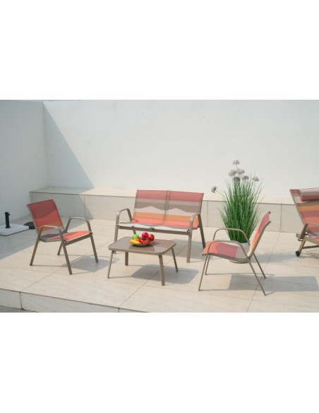 Sofá Set 4 Sillas de Acero Poliéster