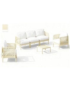 Sofá Set 4 de Poliéster en Hoja Crema 2