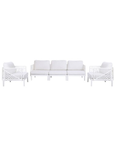 Sofá Set 4 de Poliéster en Hoja Crema