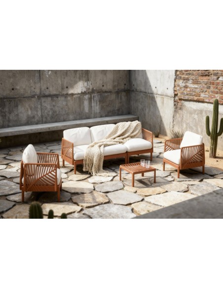 Sofá Set 4 de Poliéster en Hoja Terracota