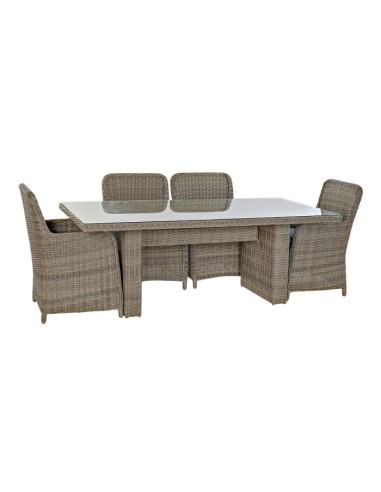 Mesa de Comedor Set 7 de Ratán Sintético