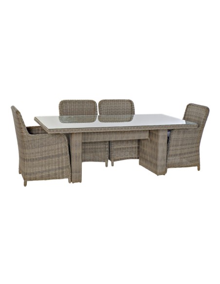 Mesa de Comedor Set 7 de Ratán Sintético