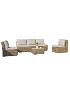 Sofá Set 4 de Ratán Sintético y Aluminio