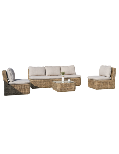 Sofá Set 4 de Ratán Sintético y Aluminio