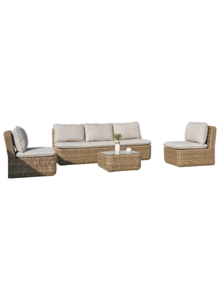 Sofá Set 4 de Ratán Sintético y Aluminio