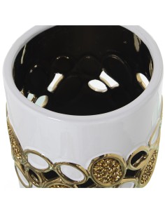 Jarrón de Cerámica Blanco y Dorado Calado 2