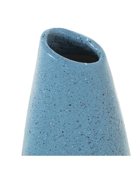 Jarrón Cerámica Azul y Dorado 35 CM