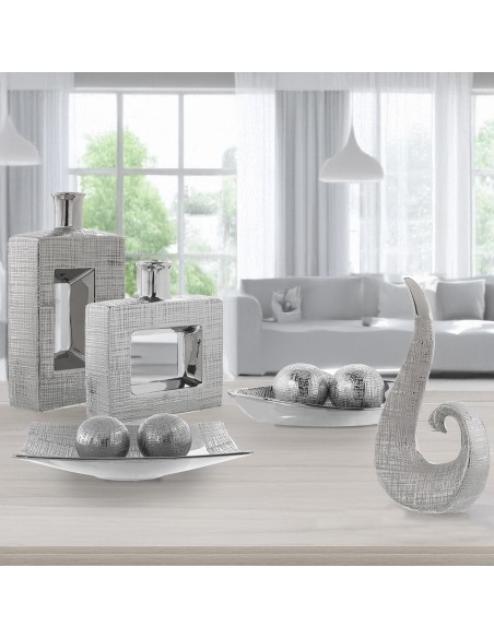 Lampara de Sobremesa Cerámica Plateada